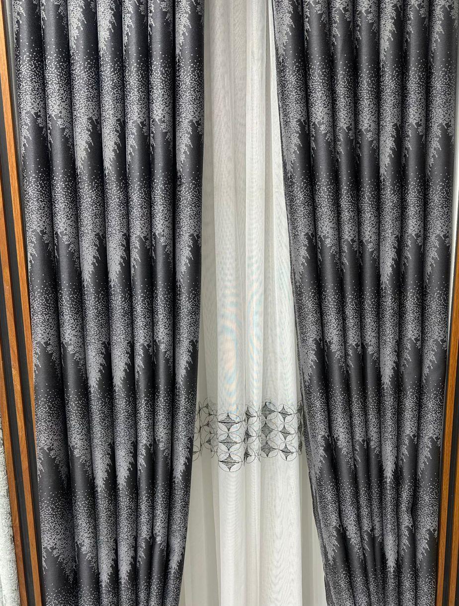 Black patterned curtain