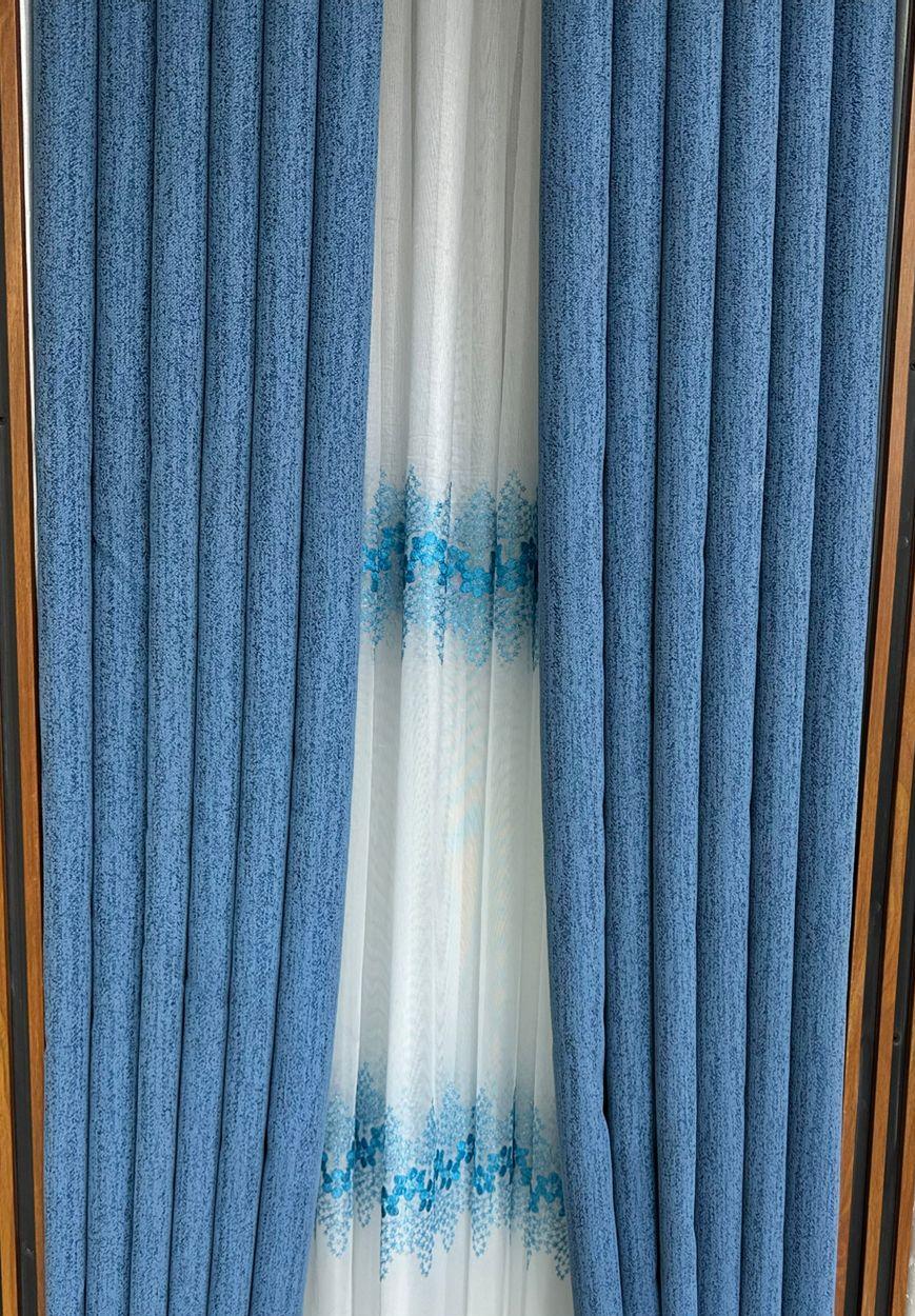 Blue ribbed curtains