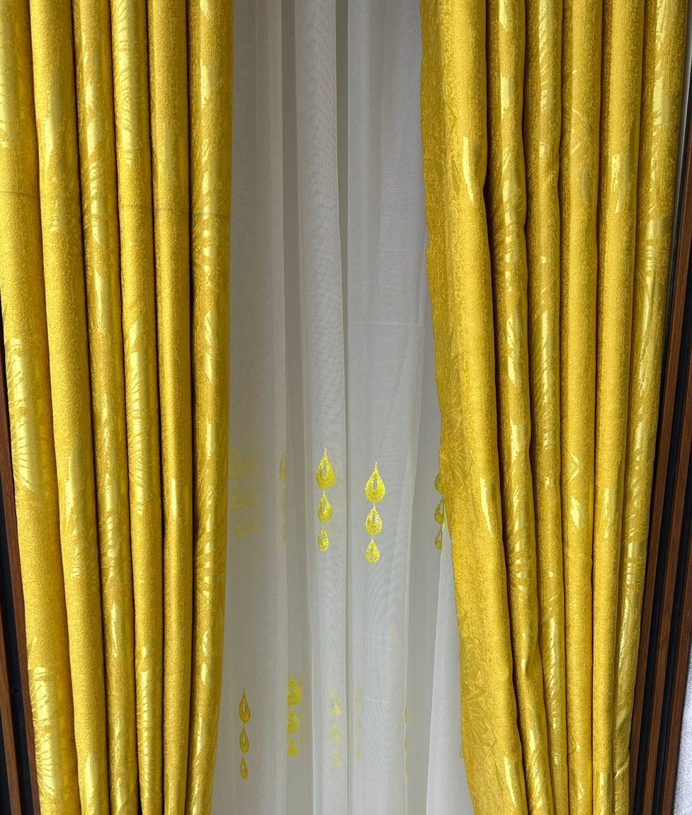 Golden plain curtains