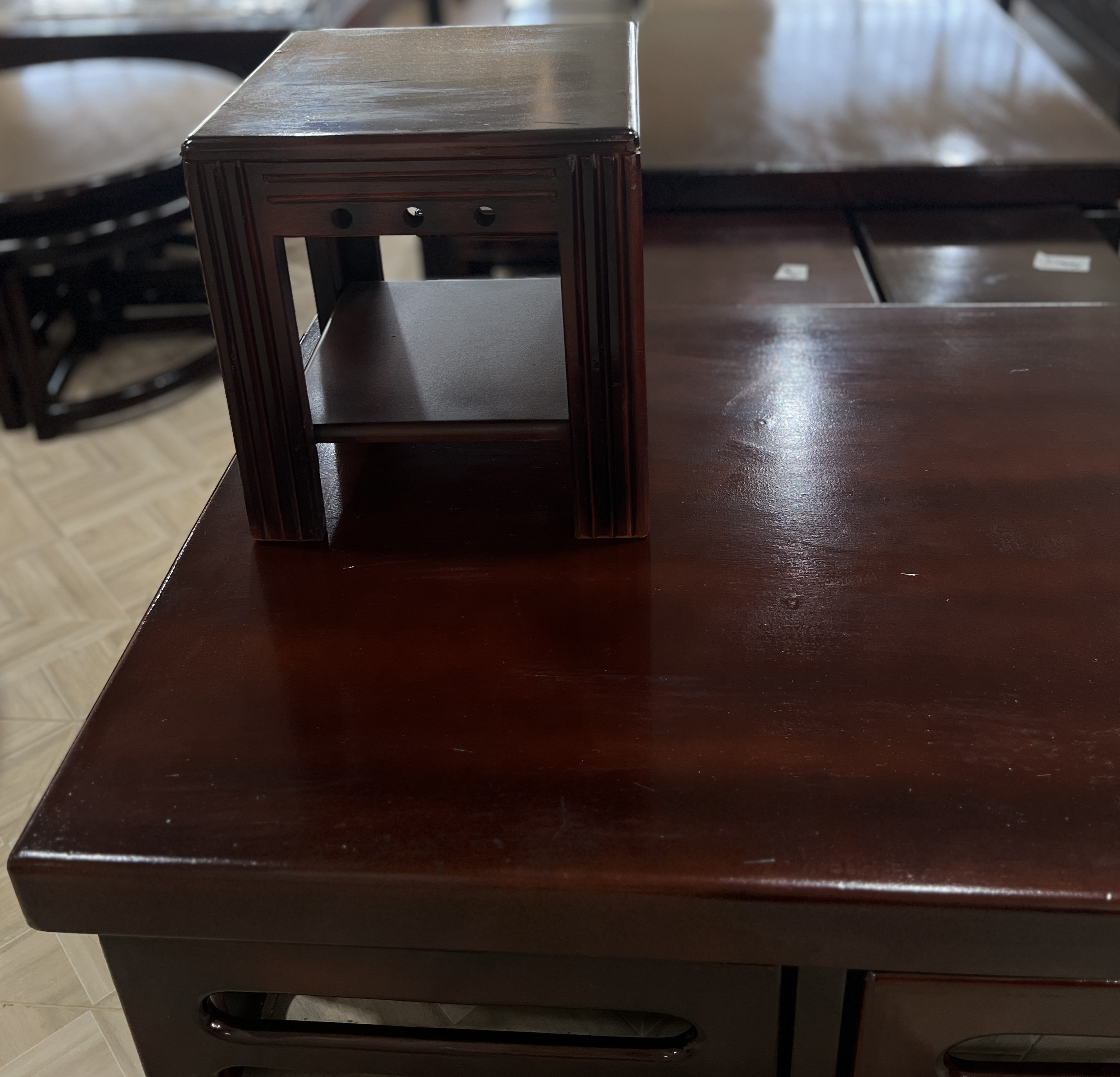 Rectangular Wooden table with 4 stools