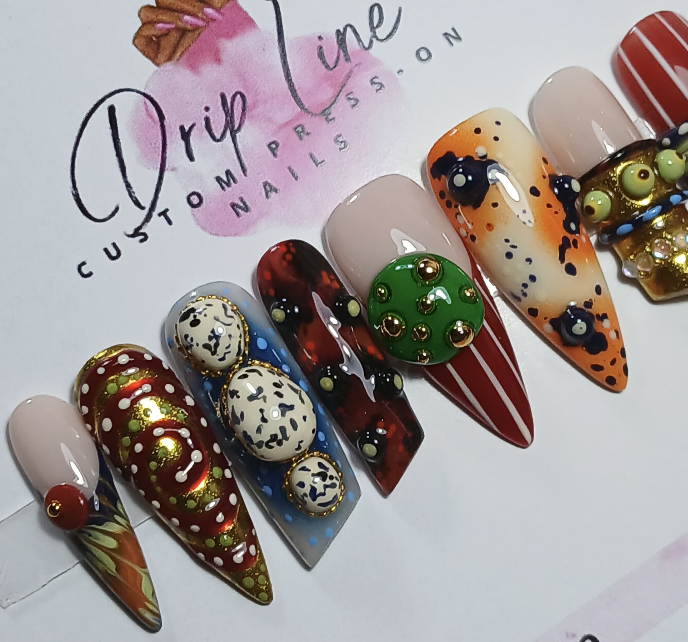 Afrocentric Ruby Emerald Almond Multi Pattern
