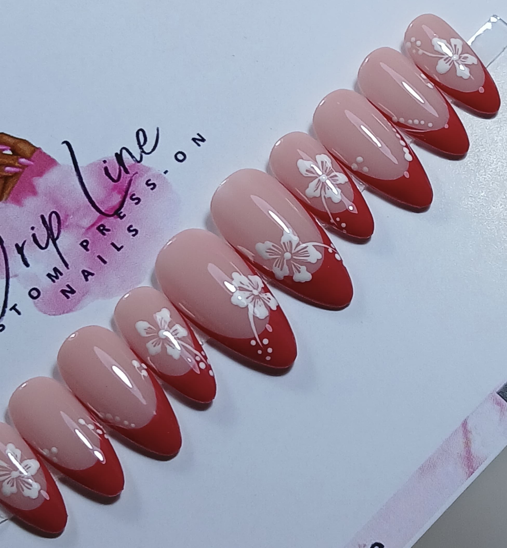 Almond W/ Ruby Tips & White Flowers