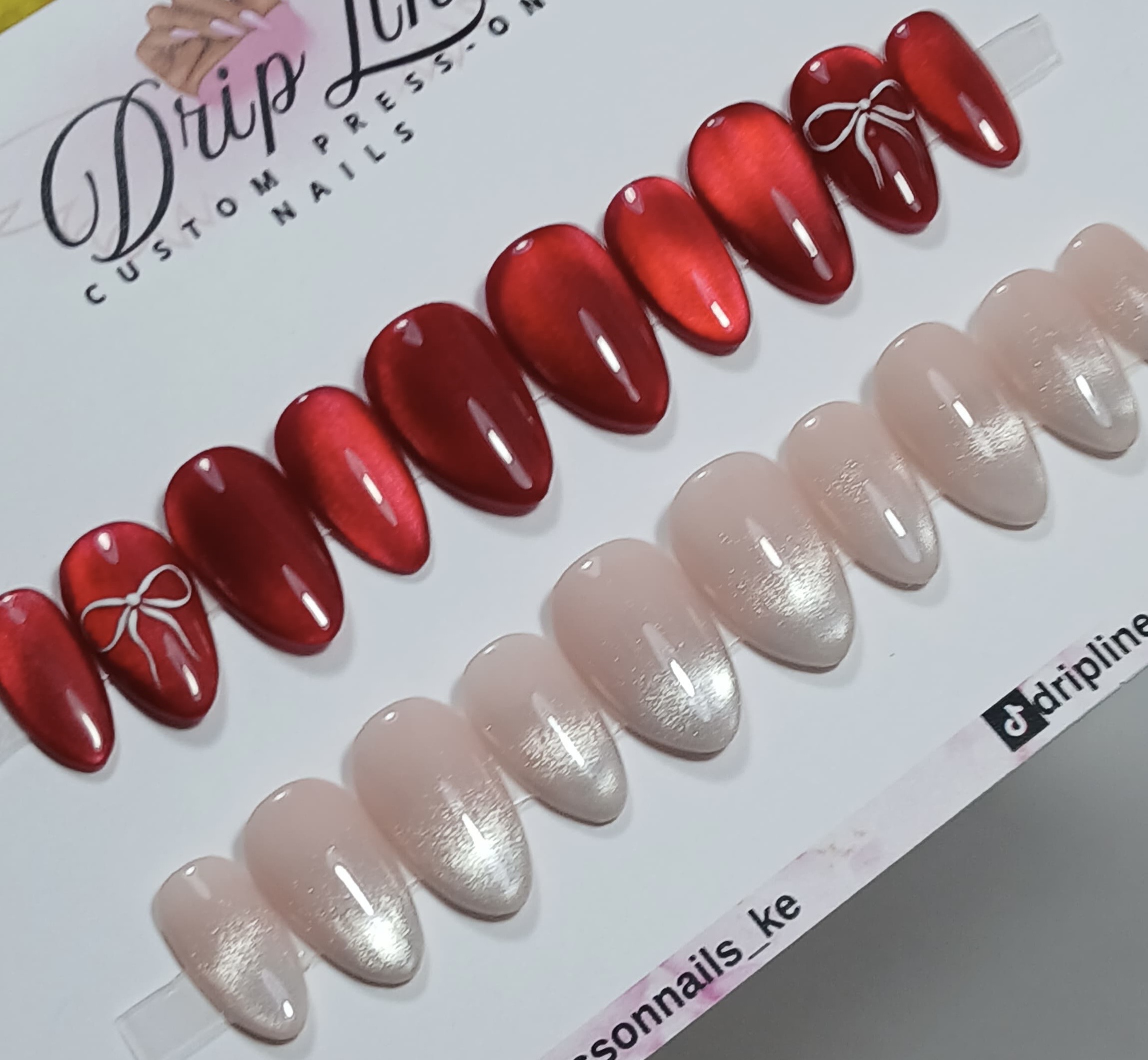 Almond W/ White Glitter & Ruby