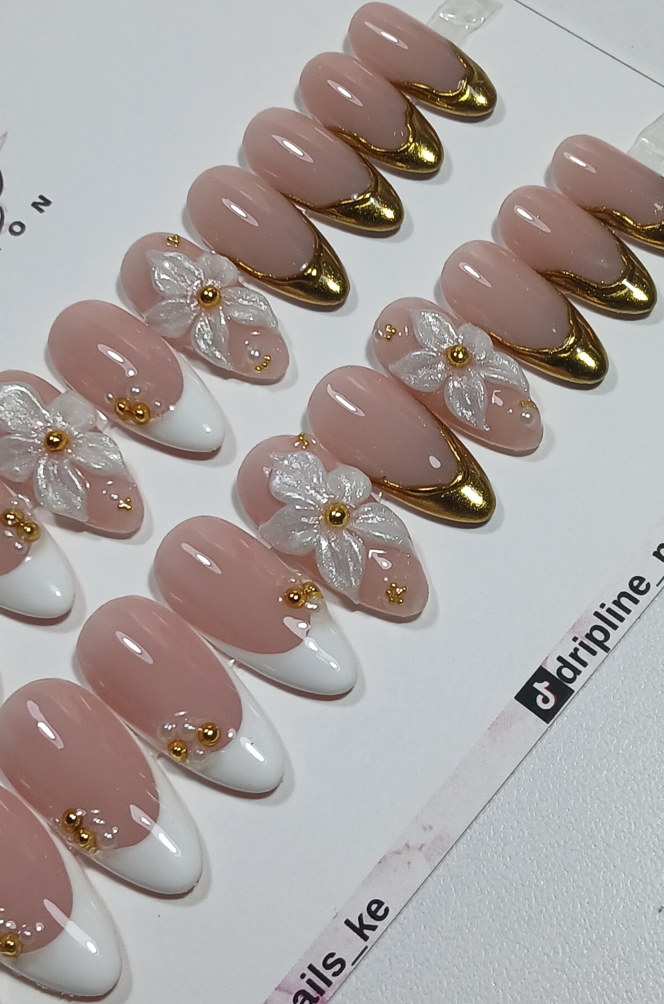 Bridal Almond W/ White Flowery design
