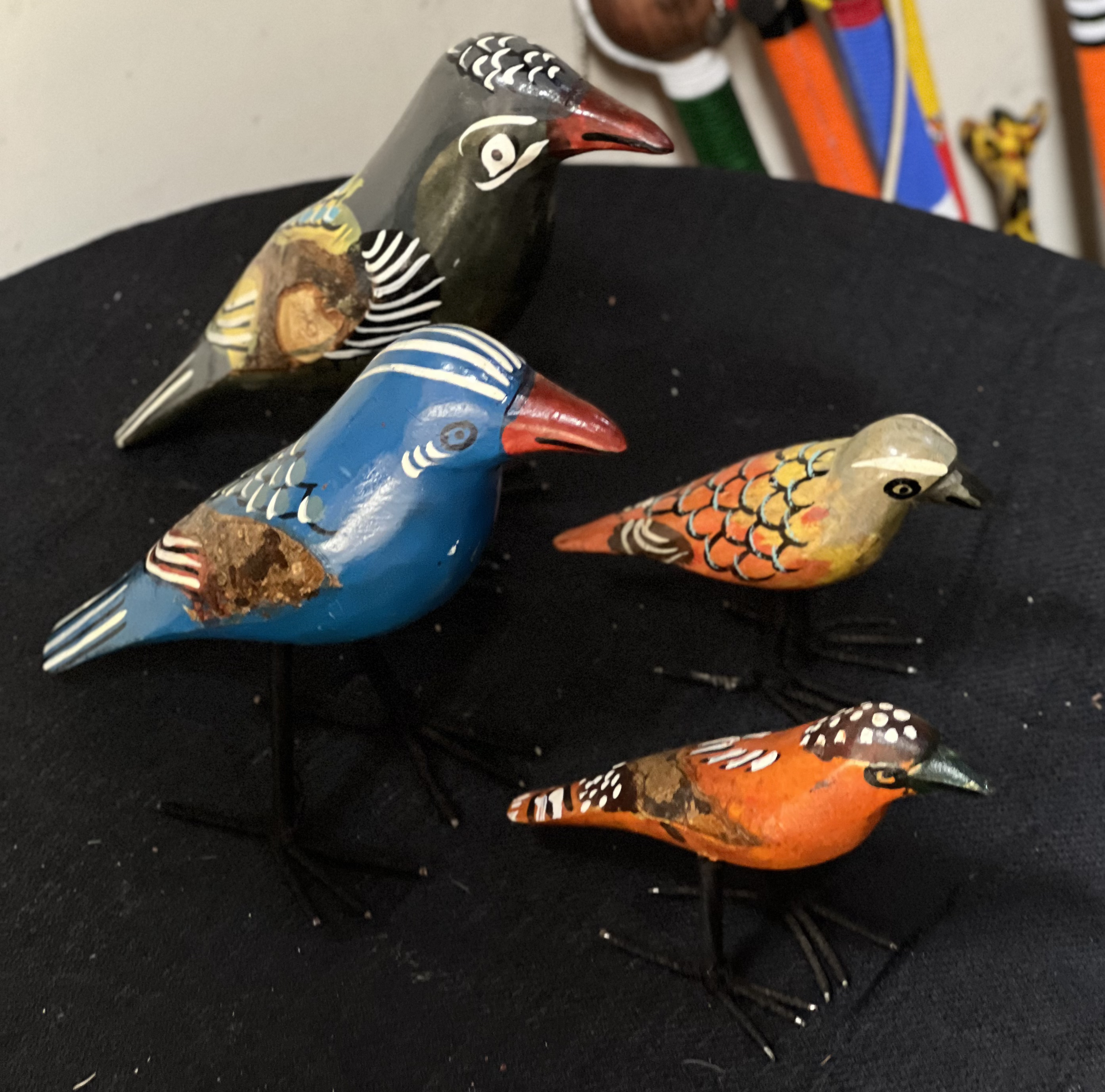 Wooden bird carvings