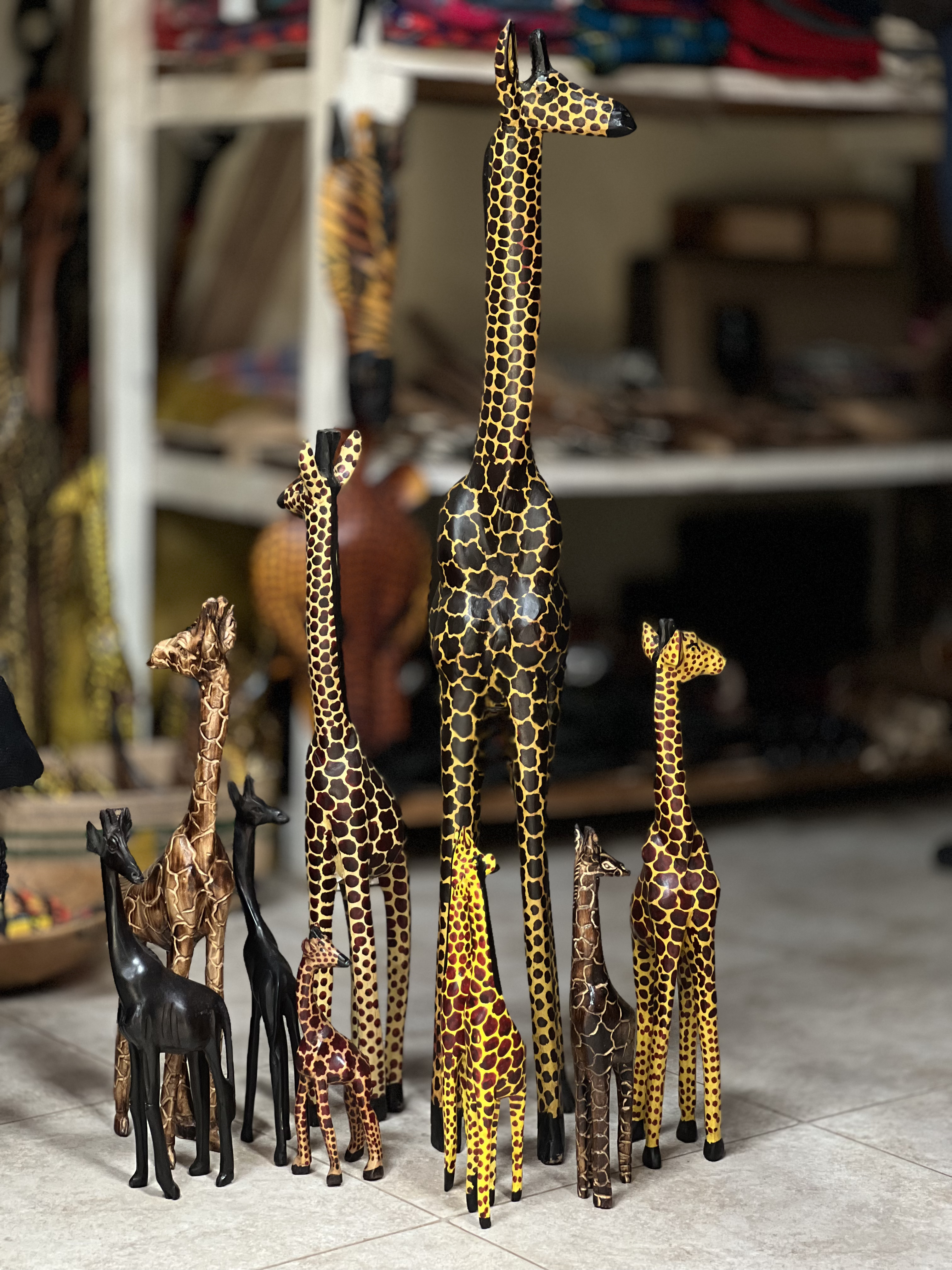 Giraffe wood carvings