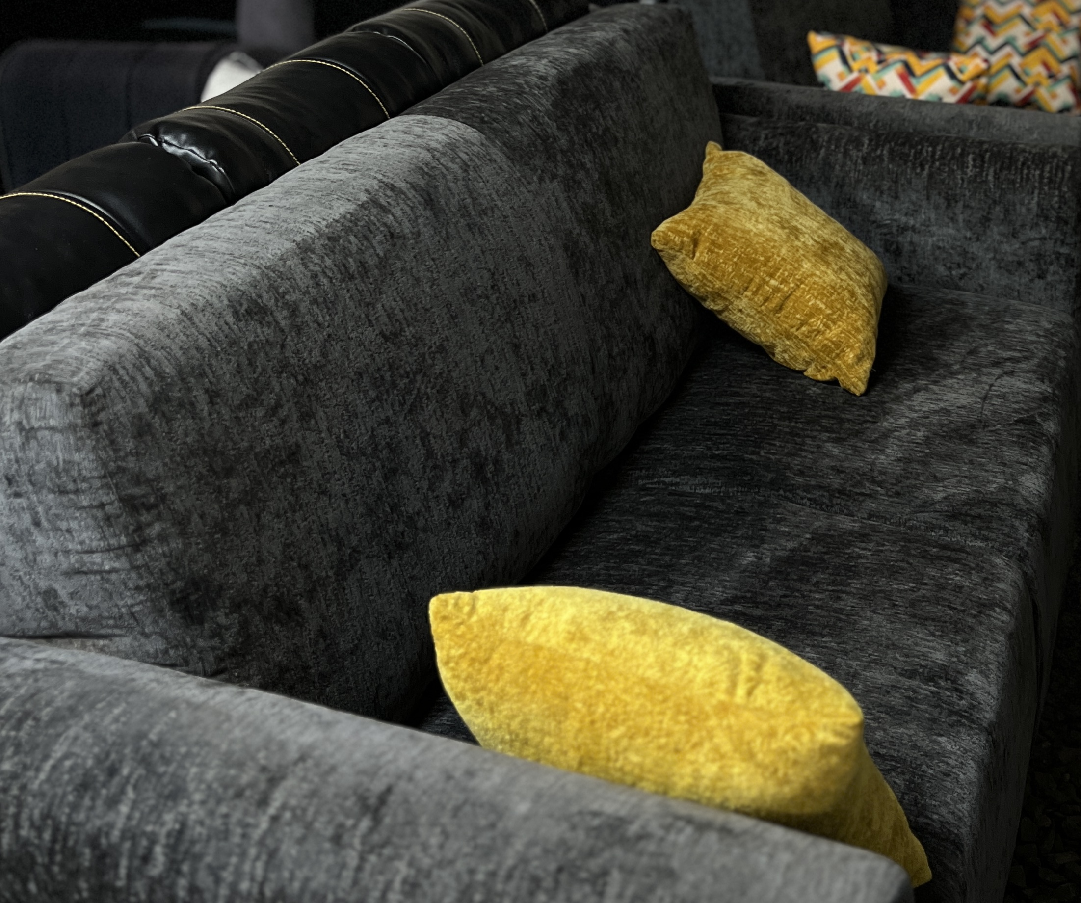 Dark grey velvet seven seater