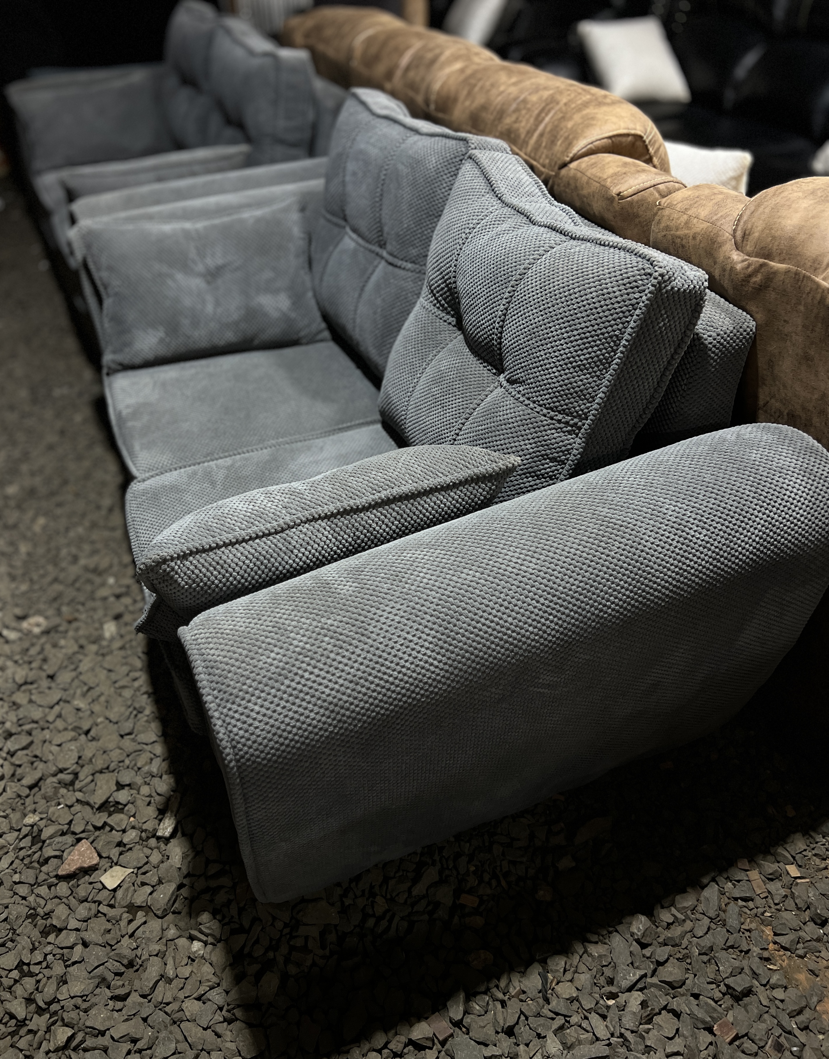 Grey spring cushion seats