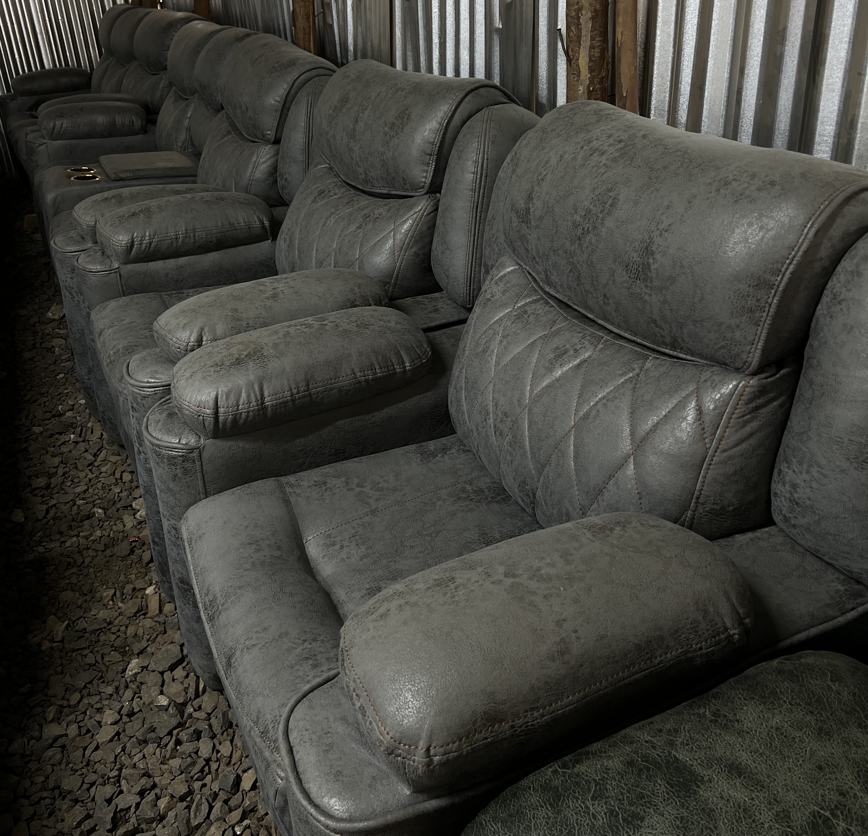 Semi recline Grey leather suade-seven seater