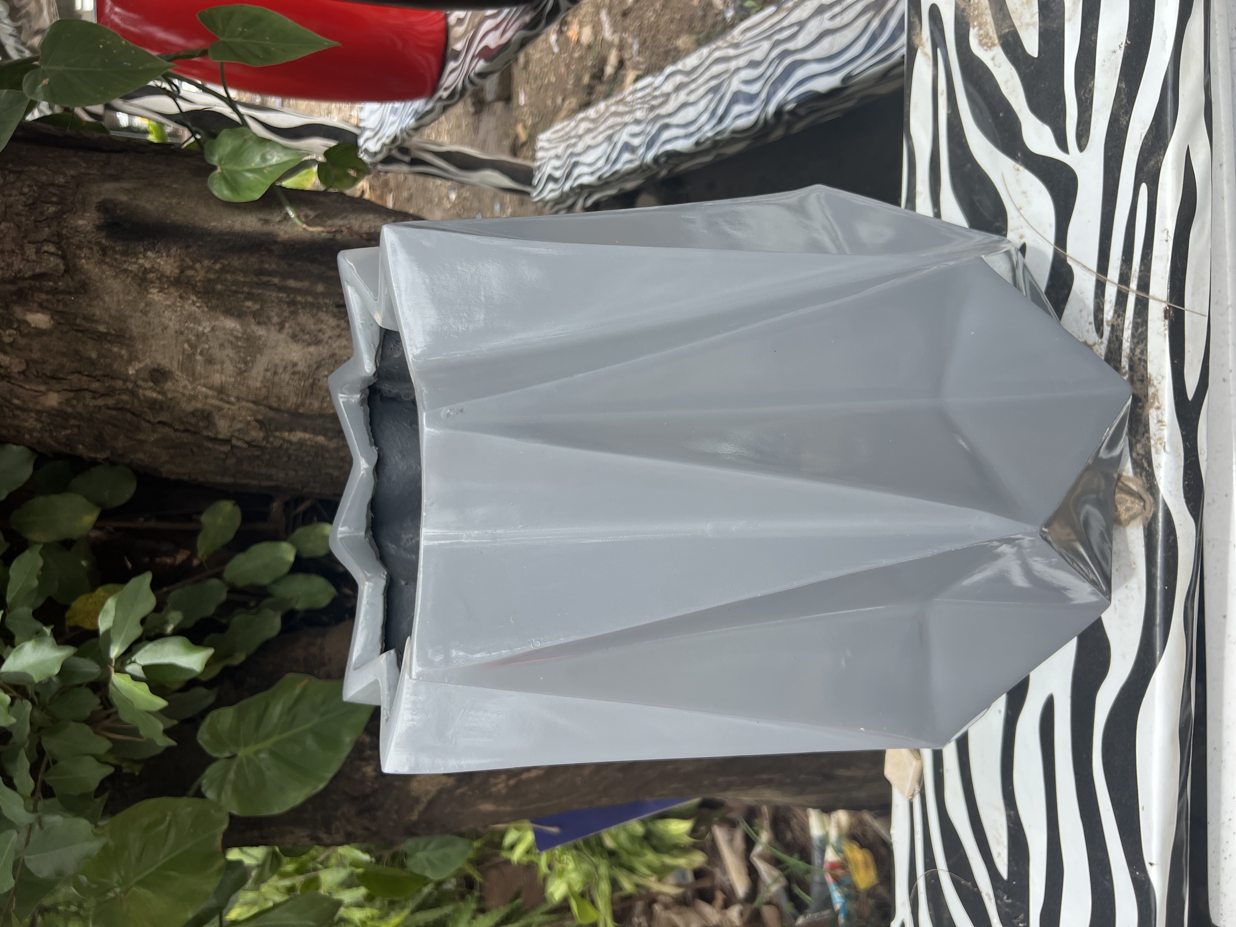 Grey polygonal vase