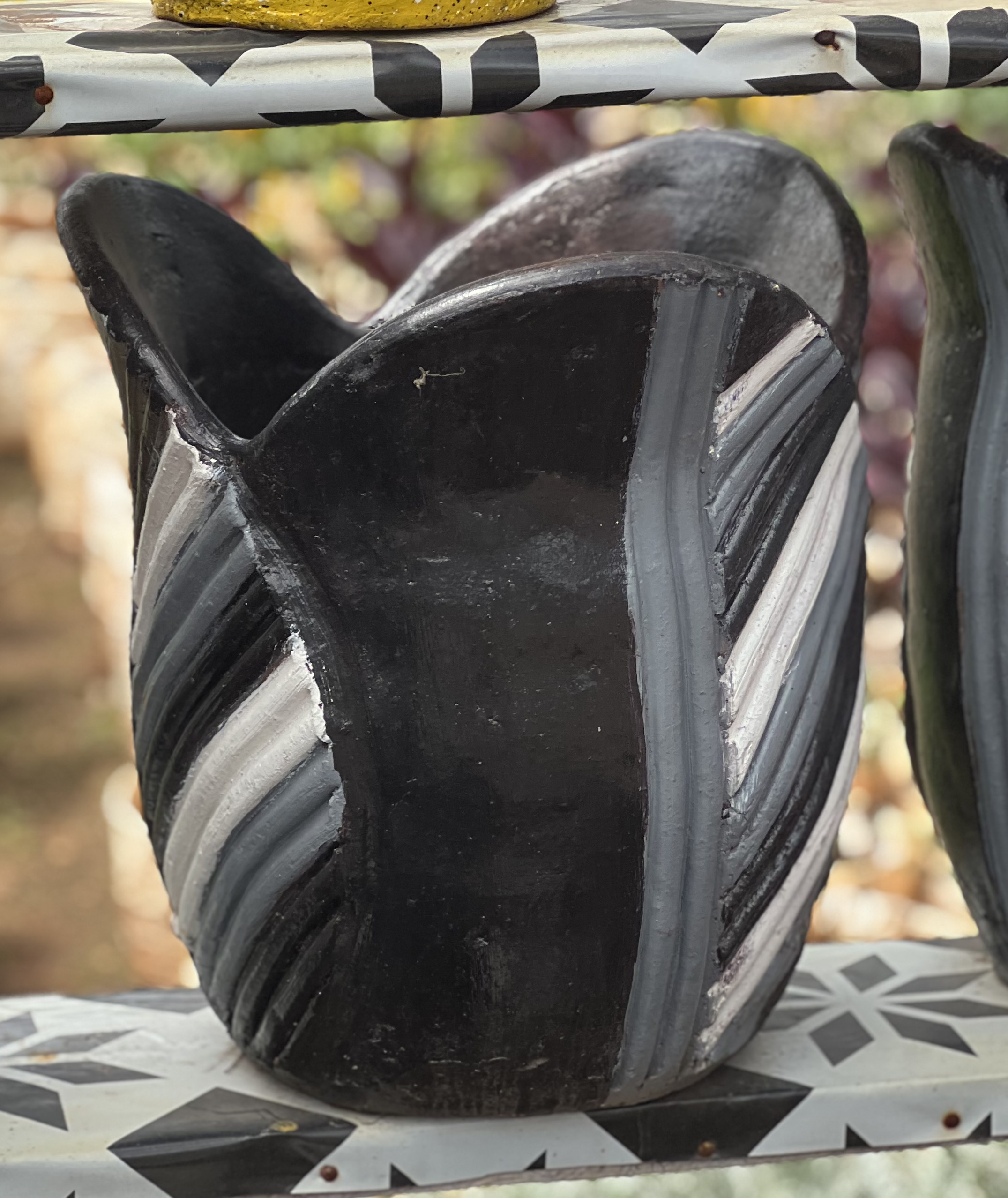 Multicolored striped vases