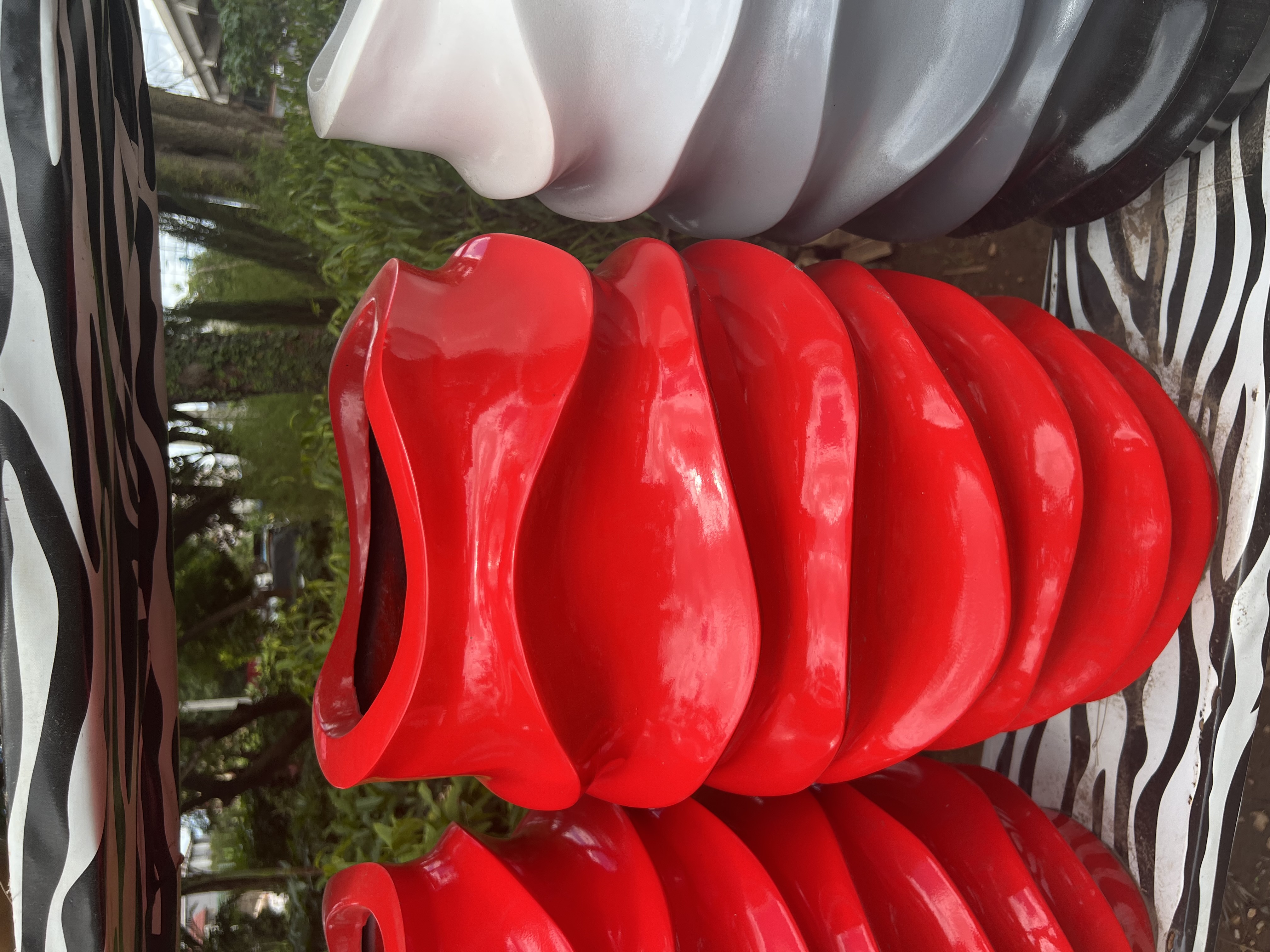 Red patterned vases