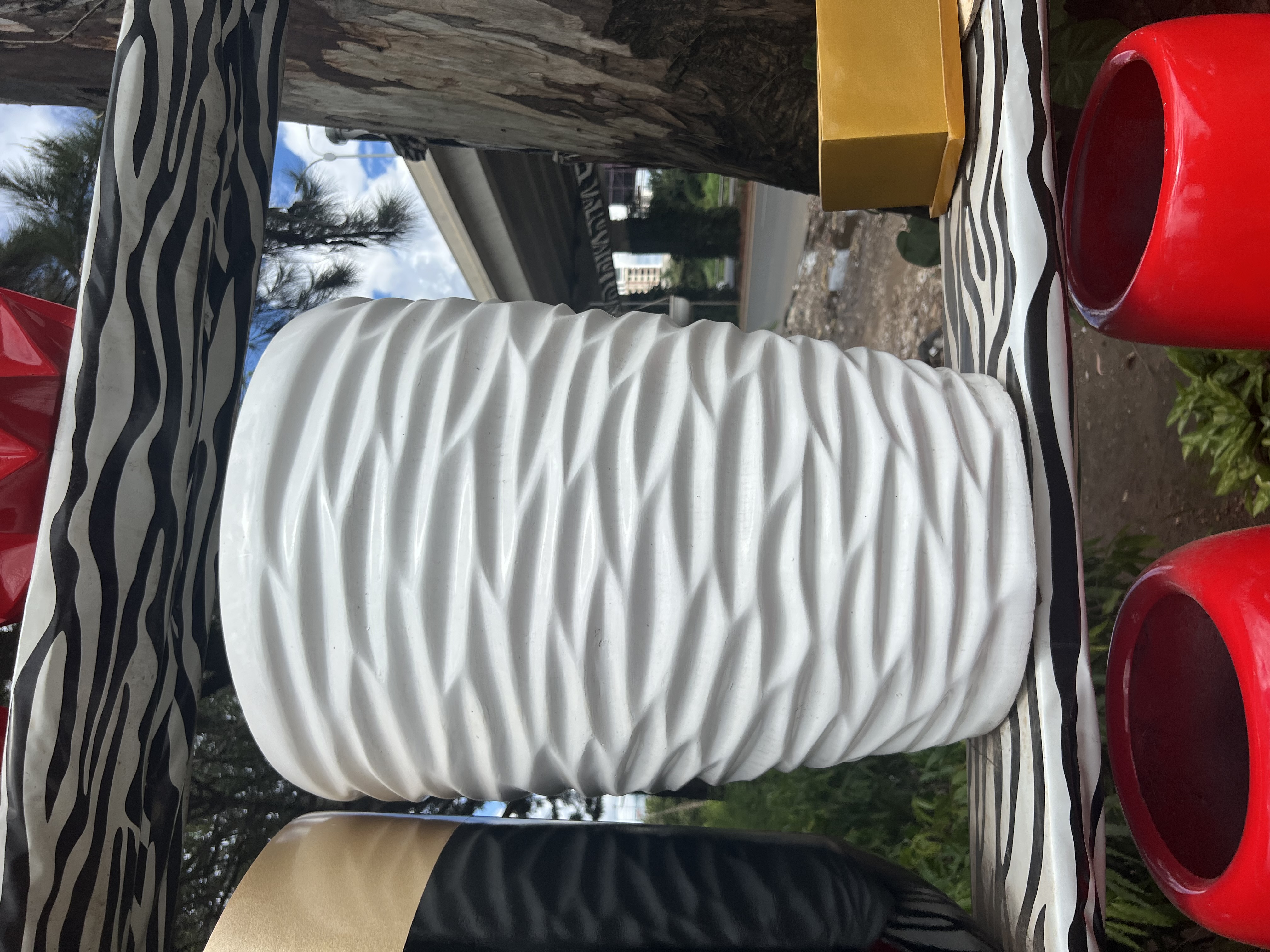 White patterned vases