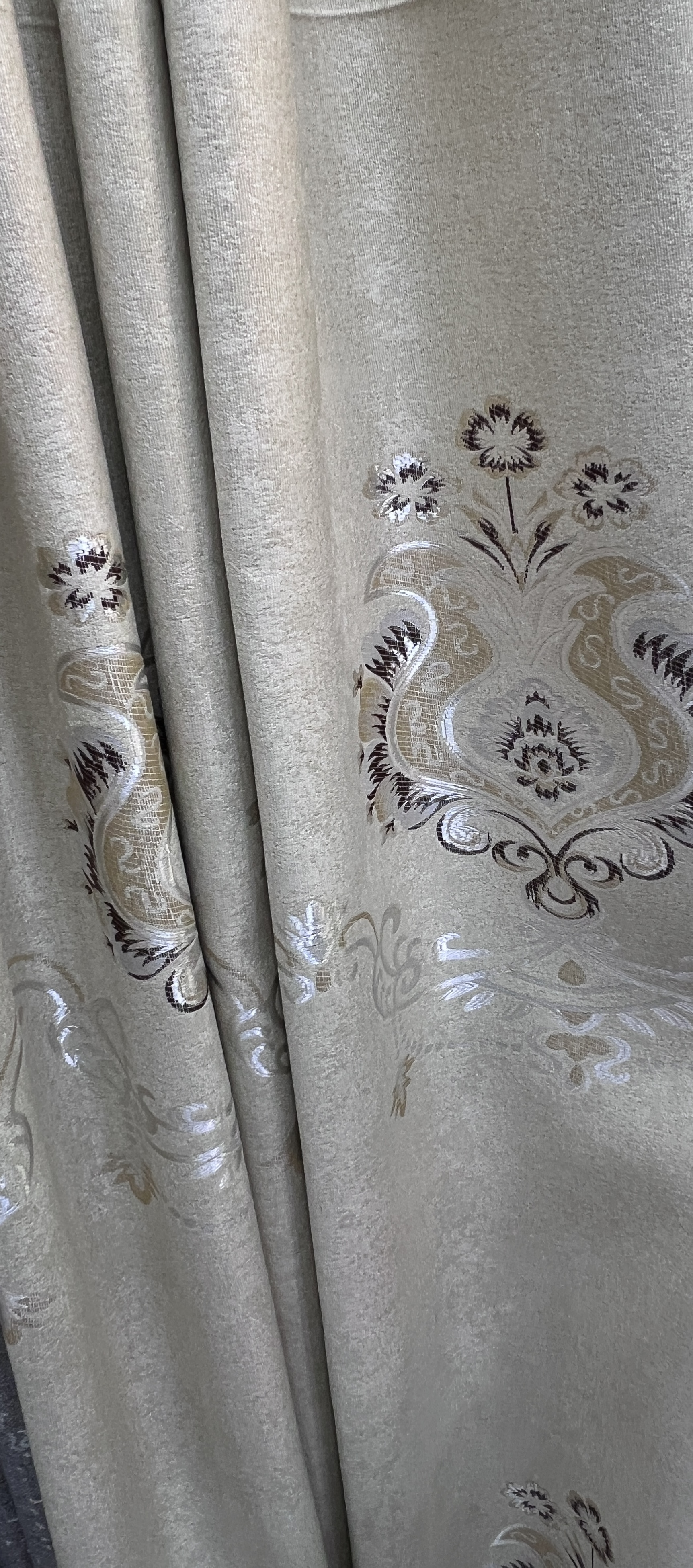 Golden floral curtains